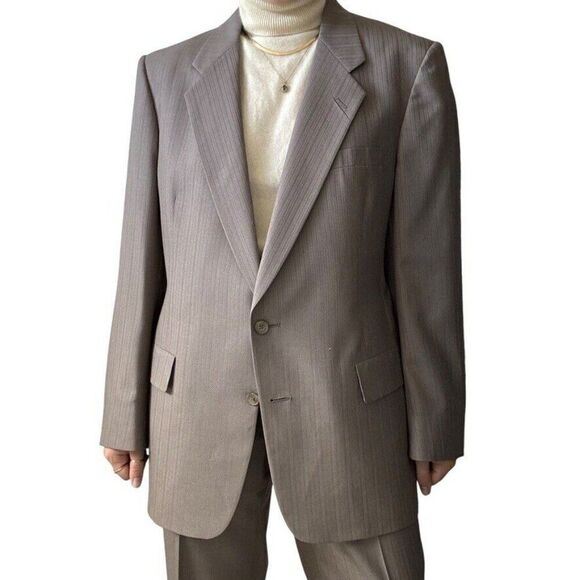 Vintage Christian Dior Gray 100% Wool Suit Sport Coat Blazer Trouser Set 42R - Picture 4 of 16